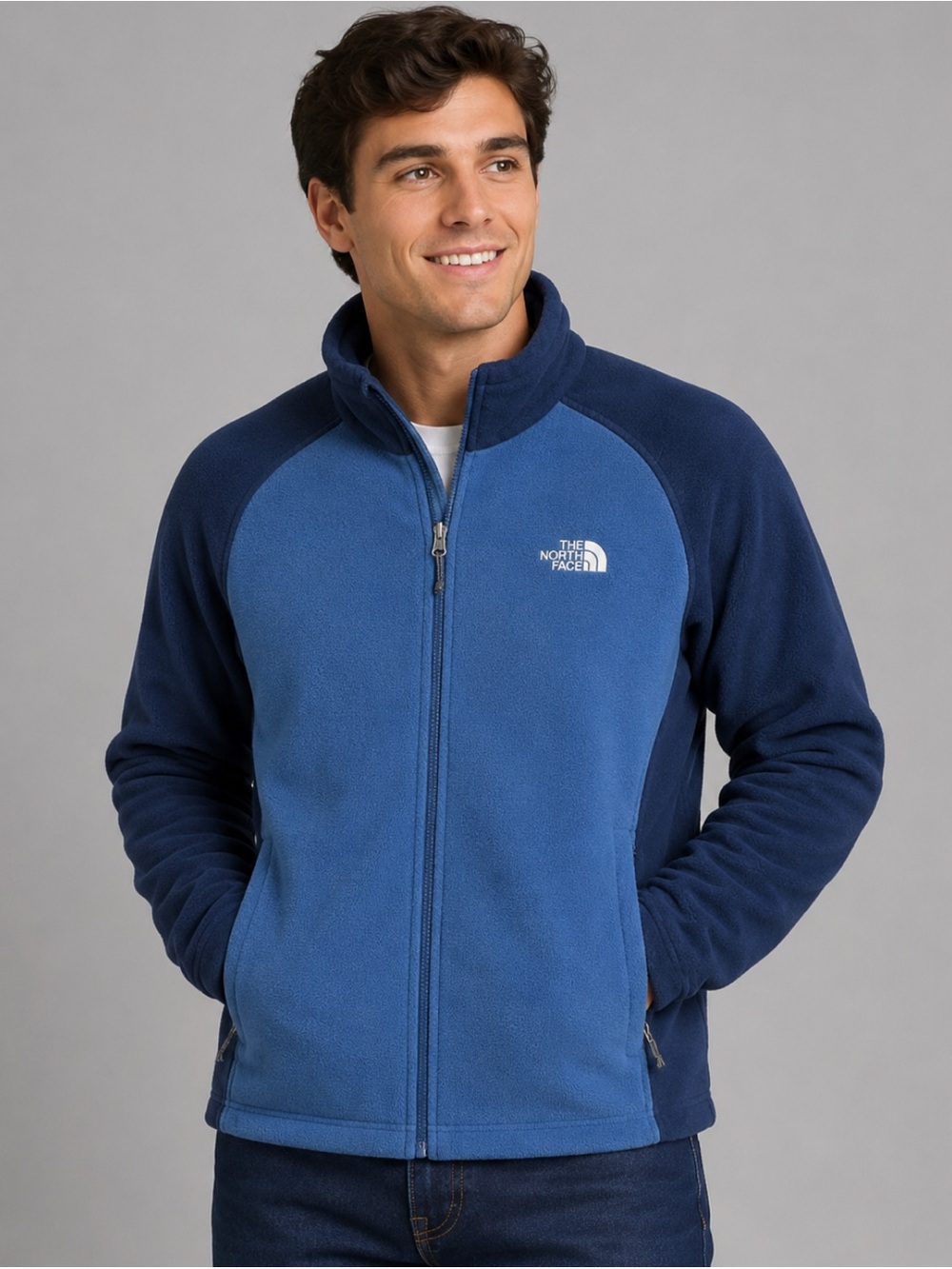 The North Face Men’s Fleece Jacket - Navy and Blue (L)